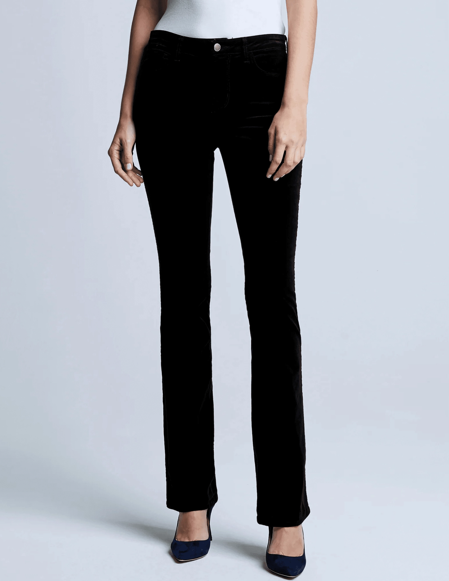 L'Agence Stevie Velvet Jeans in Noir Relaxed Feel