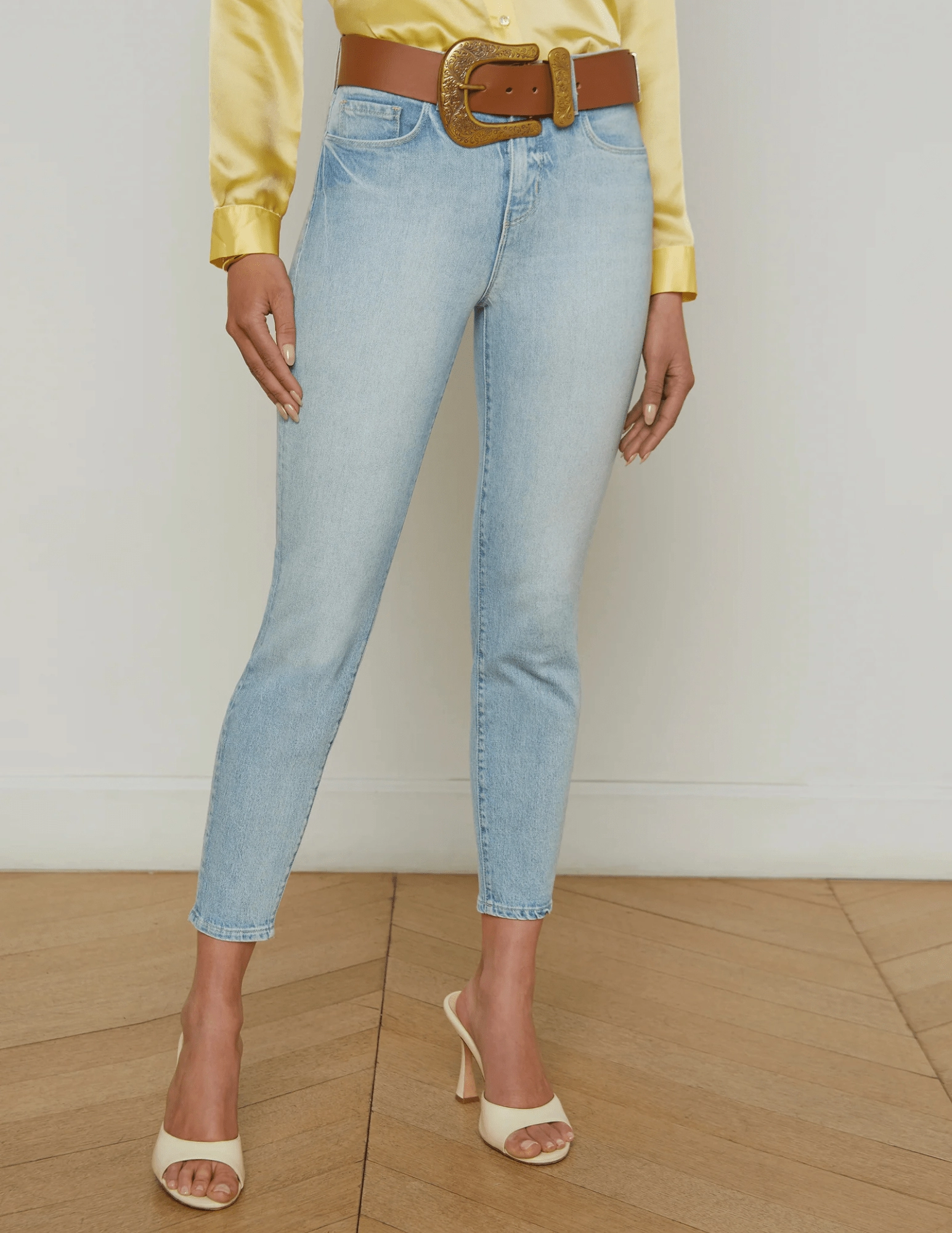 L'AGENCE Margot High Rise Skinny Jeans in Porter Wardrobe Fit Smart Casual Modern Rainy Day