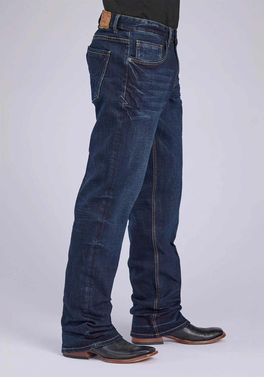 Relaxed Mood Effortless Look Stetson Mens 1313 Modern Stretch Dark Wash Cotton Blend Pieced Jeans