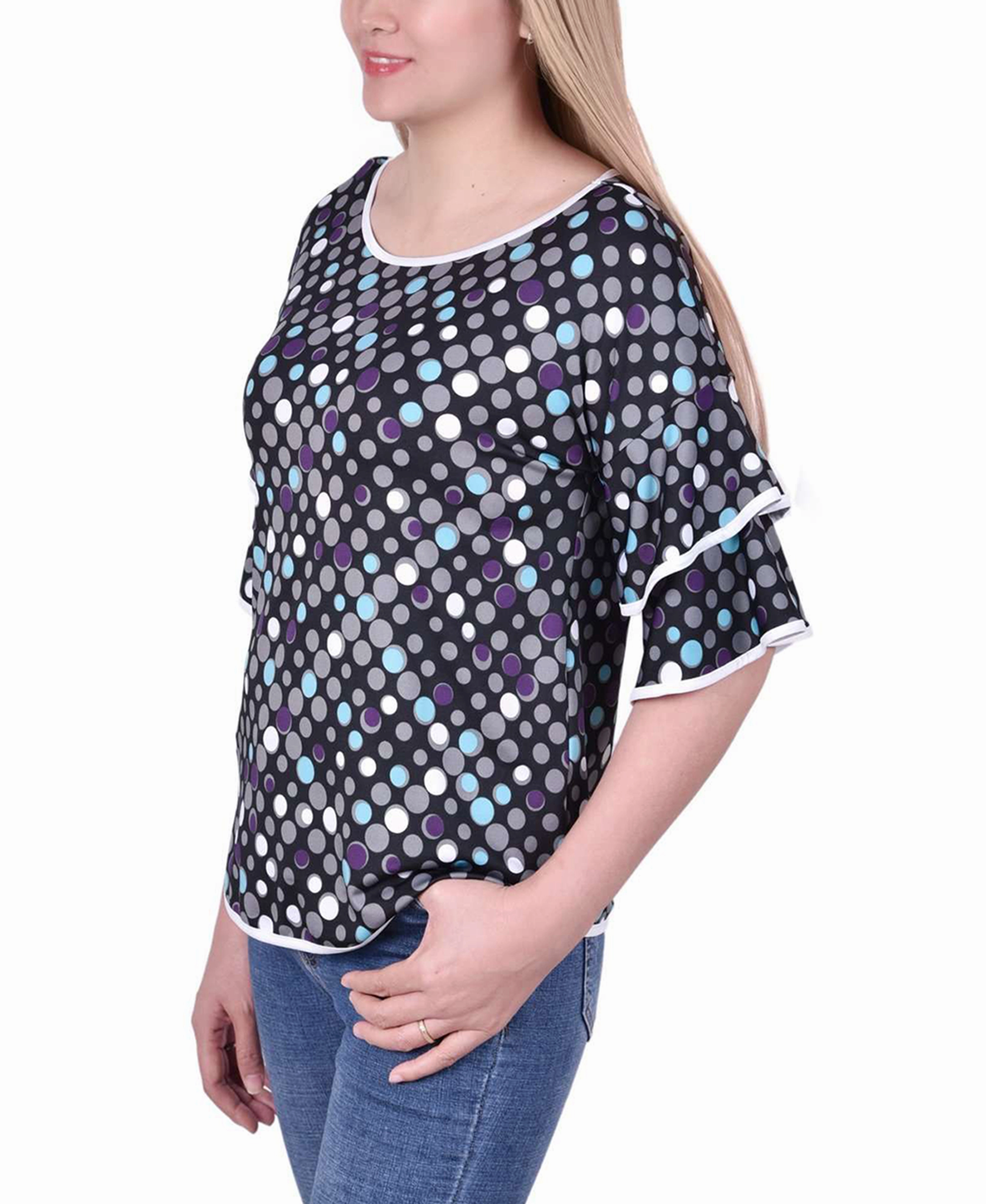 Petite Double Layer Elbow Sleeve Top Mild Weather