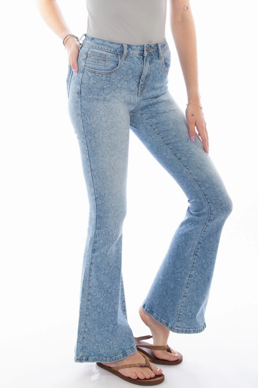 Easy Fit Scully Womens Blue 100% Cotton Paisley Jeans