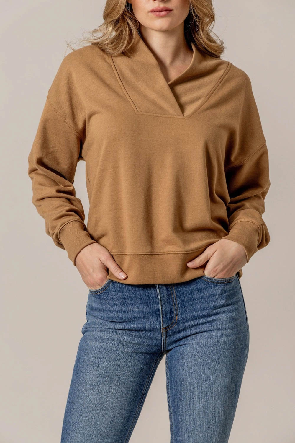Kimes Ranch Womens Sandy Tan Cotton Blend Sweatshirt Basic Layer