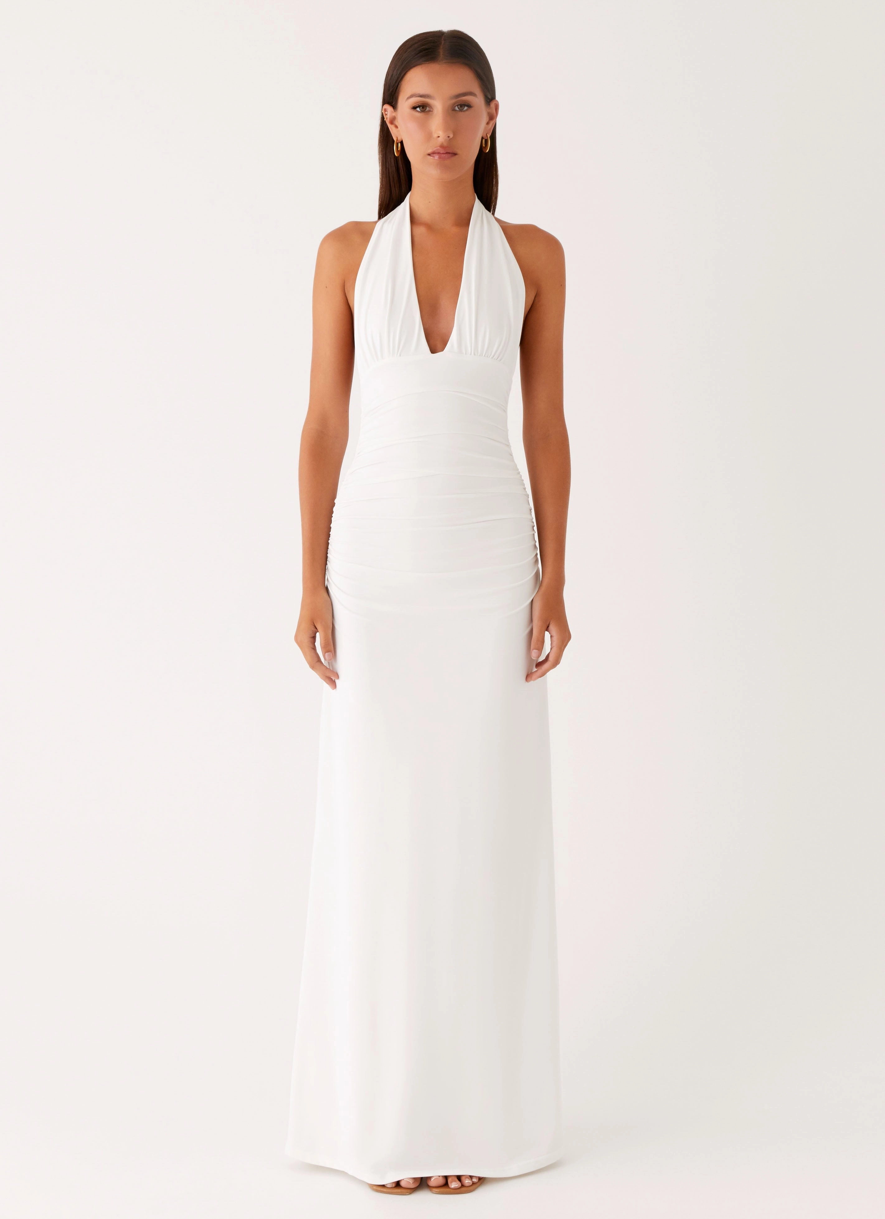 Dreamy Layers Easy Tones Ilaria Halter Maxi Dress - White