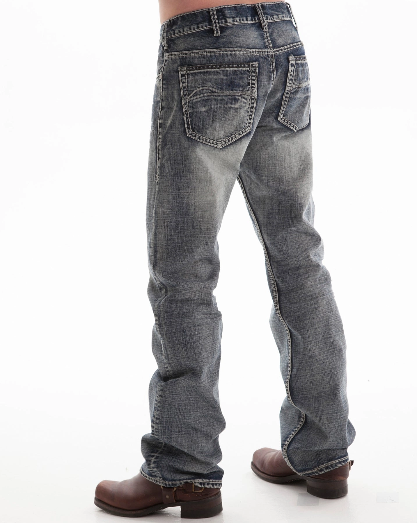 Flexible Fabric Garment Dyed Texture B Tuff Mens Blue Cotton Denim Jeans Bootcut Steel