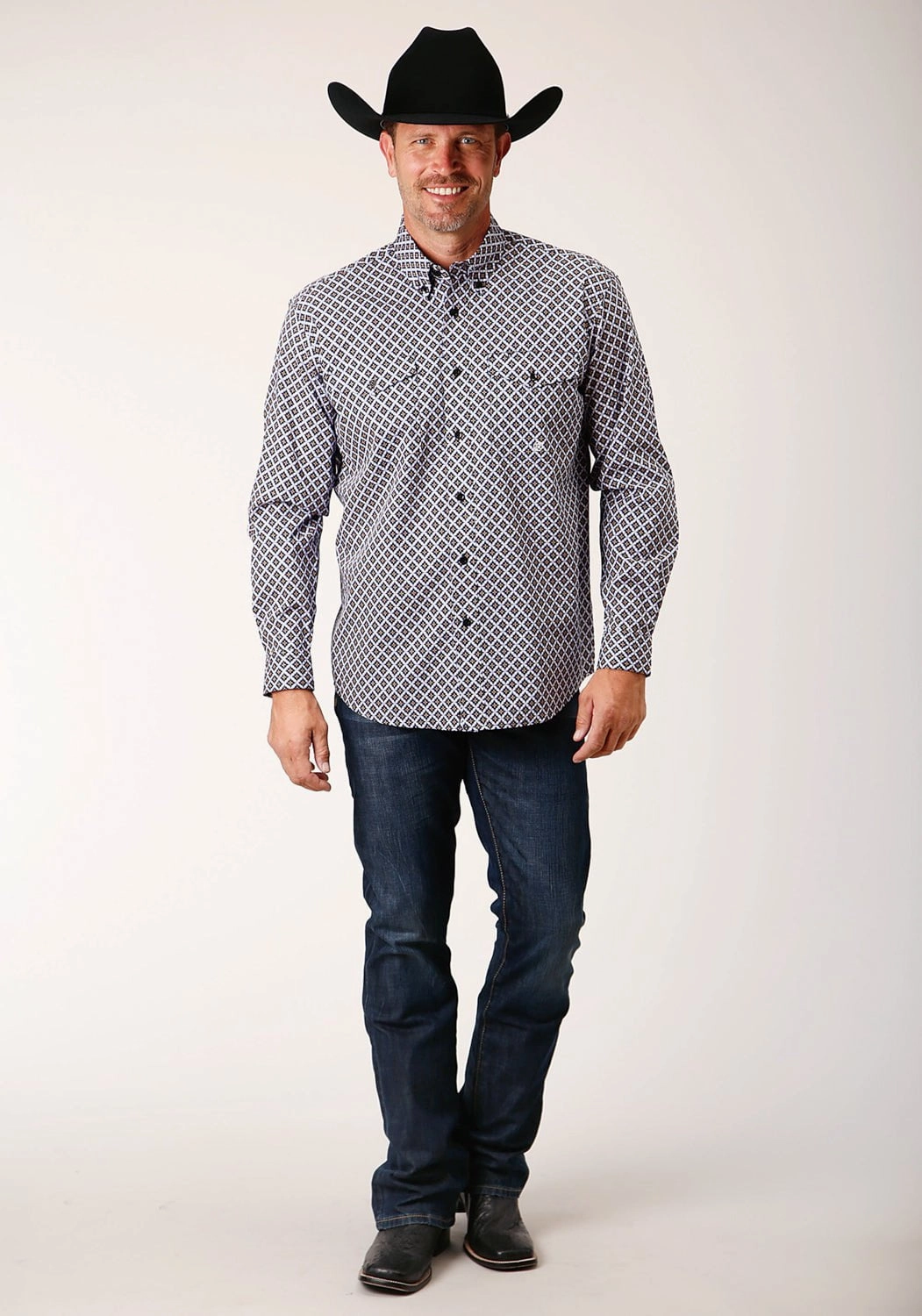 Black Tie Optional Soft Touch Roper Mens Black 100% Cotton L/S Shirt