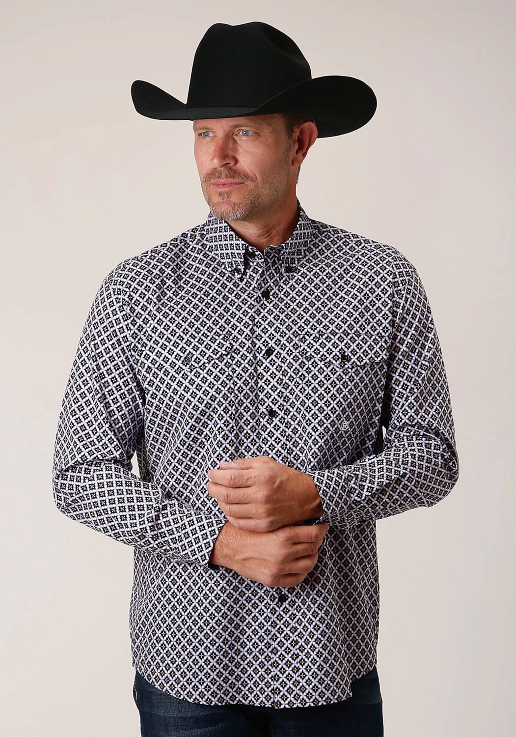 Unisex Choice Roper Mens Black 100% Cotton L/S Shirt