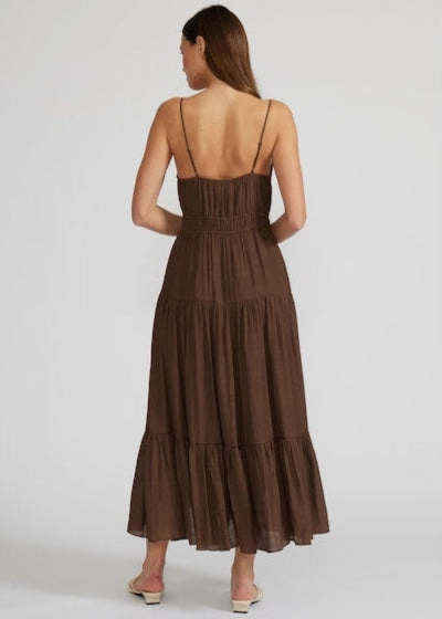 ELIANA TIERED MIDI DRESS Airy Weave Silky Shape