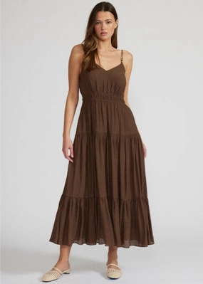 Sleek Texture ELIANA TIERED MIDI DRESS