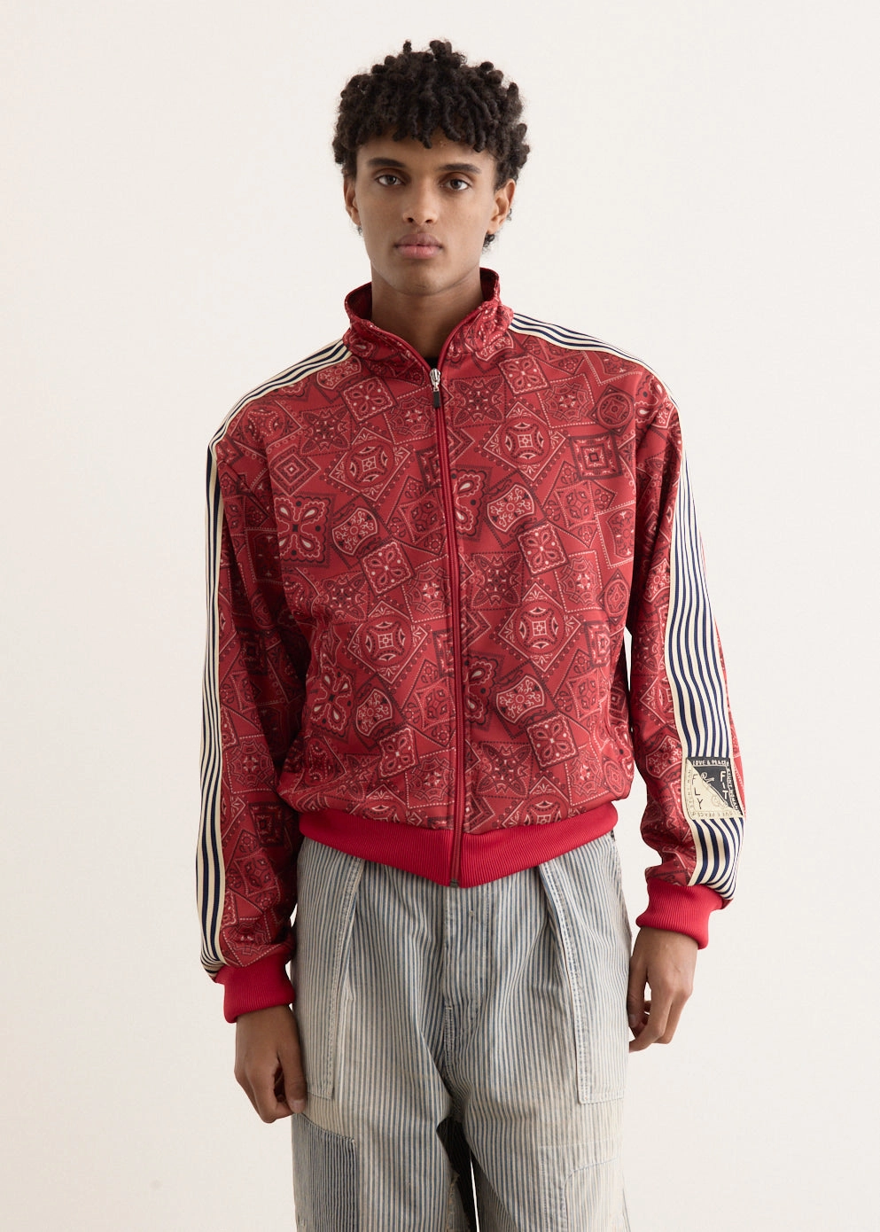 Matte Surface Texture Smooth Jersey COOKIE Bandanna Track Jacket