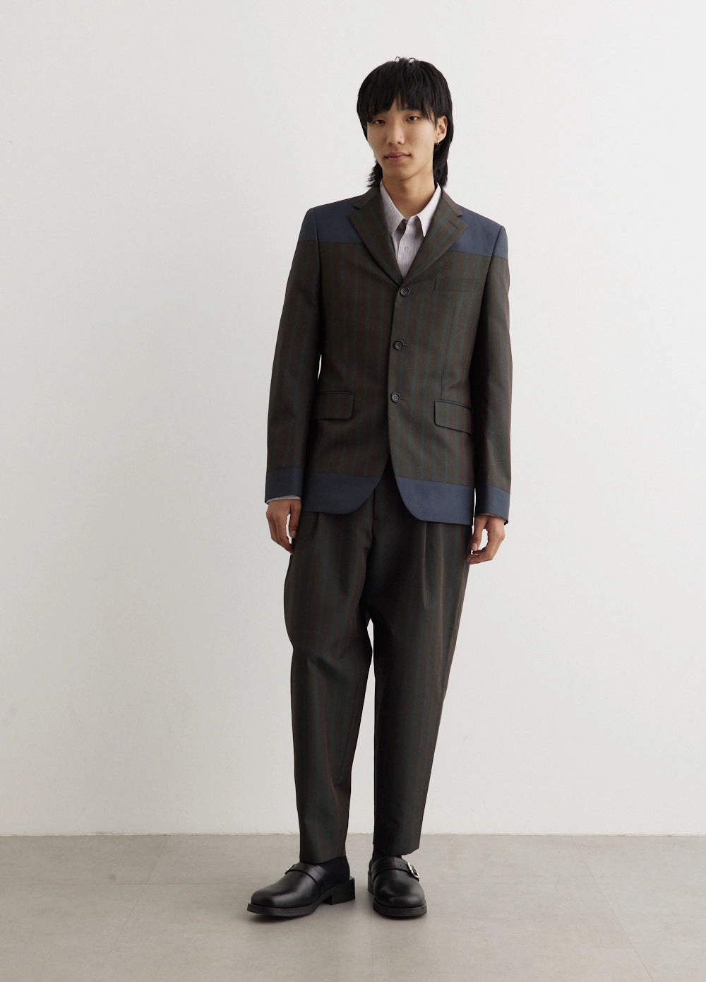 Stripe Blocked Jacket Noise Free Zipper