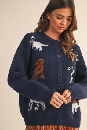 Dog Cardigan - Navy Fashion staples
