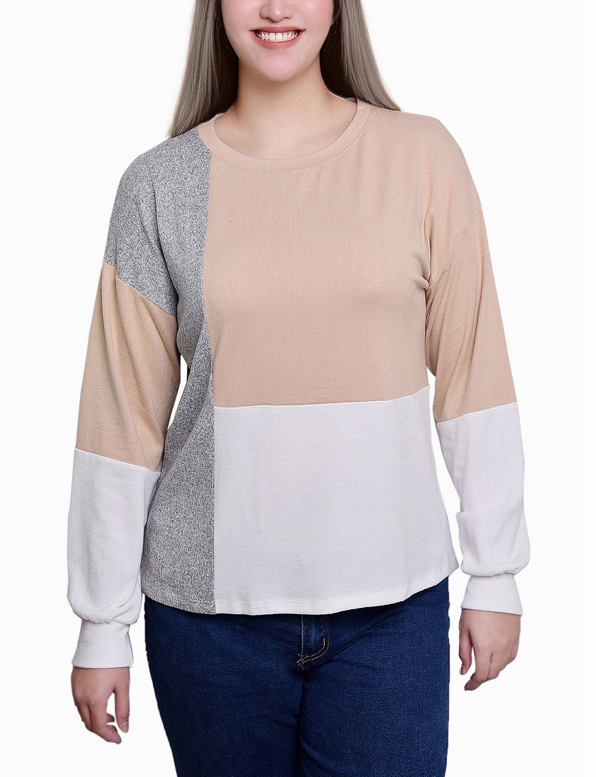 skin friendly Long Sleeve Colorblocked Top