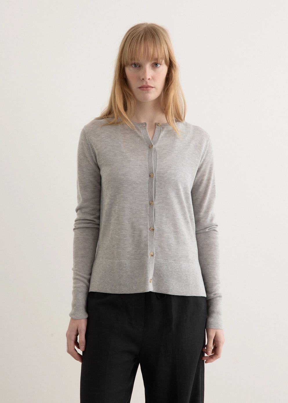 Fine Knit Cardigan Textured Weave Smart Layer
