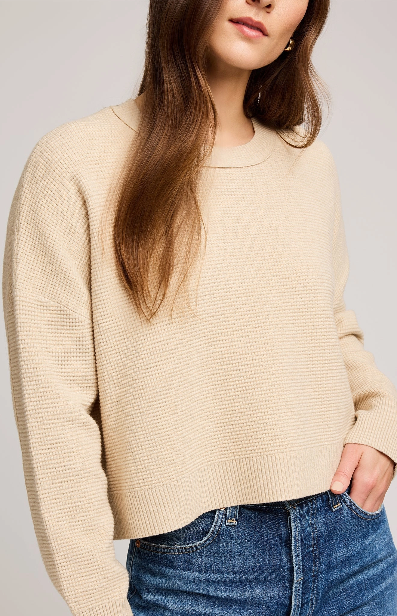Axel Crewneck Sweater - Heather Sandstone Hypoallergenic Lining