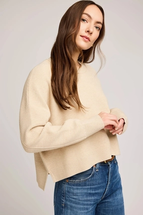 Axel Crewneck Sweater - Heather Sandstone Temperature Regulating Fabric Basic Must-Have