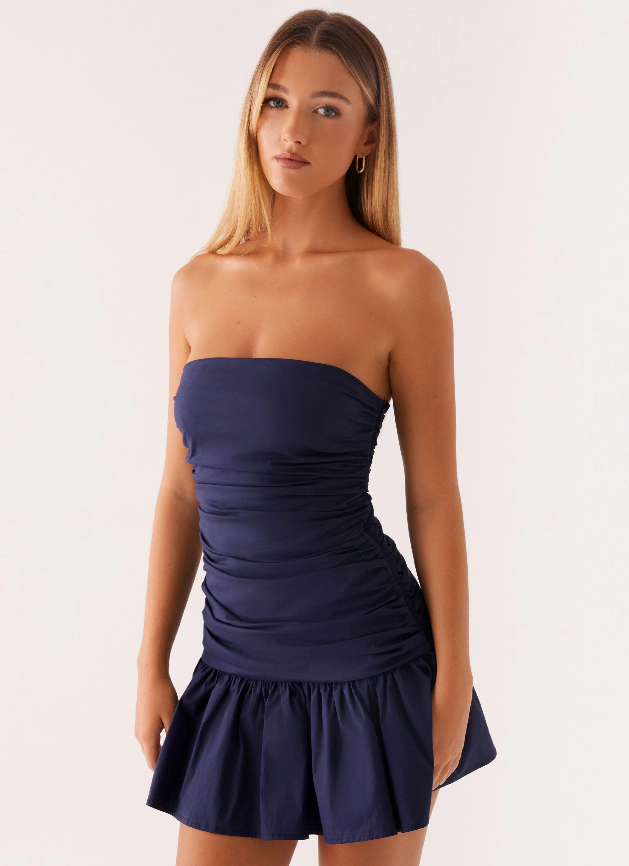 Carmel Mini Dress - Navy Elastic Fit