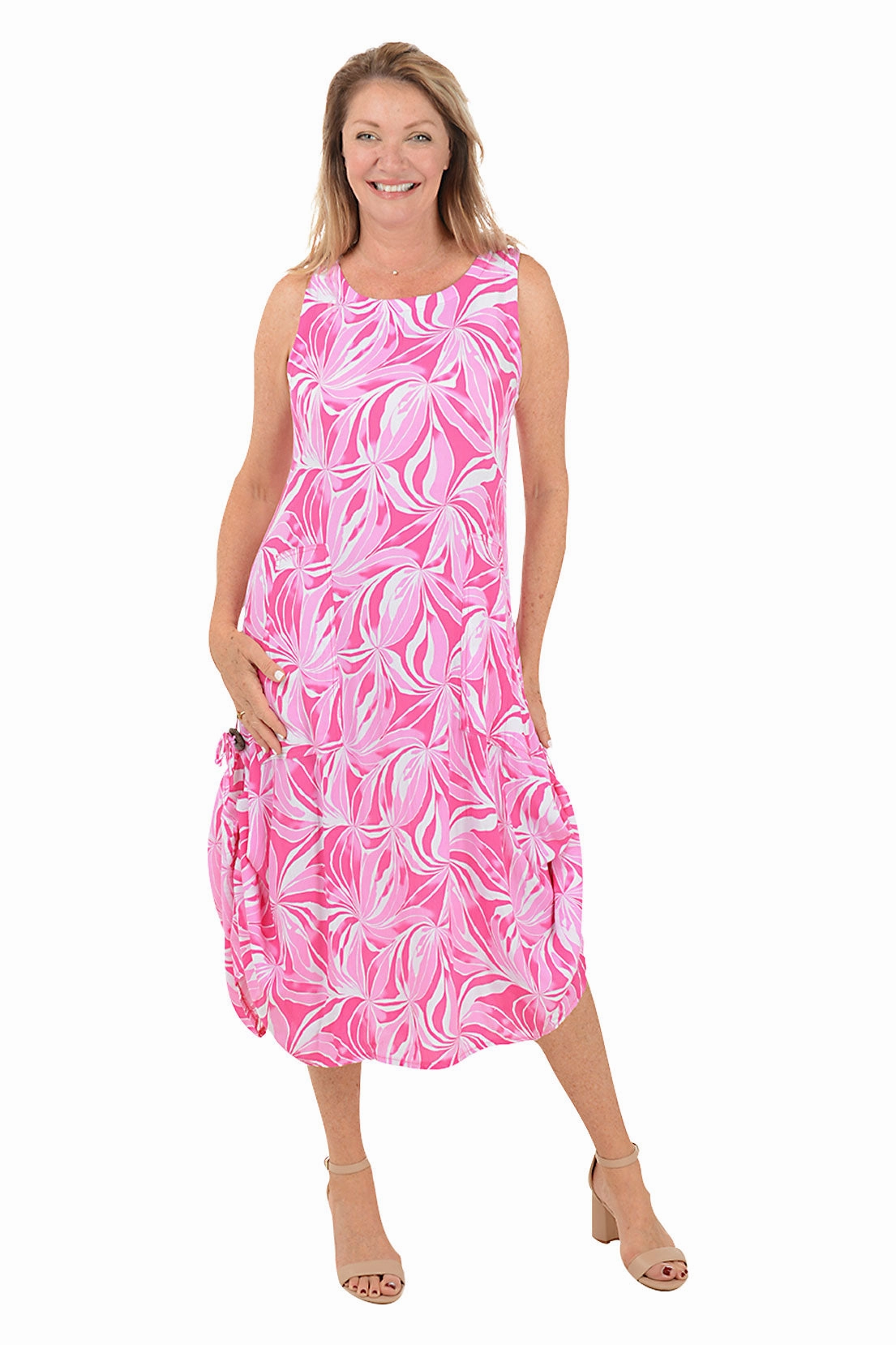 Perfect Fit Mood Edge Whimsical Flower Sleeveless Convertible Patio Dress