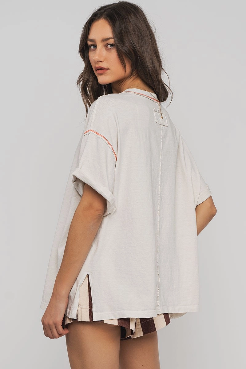 Printed Logo Timeless Oversized Tee - Chalk