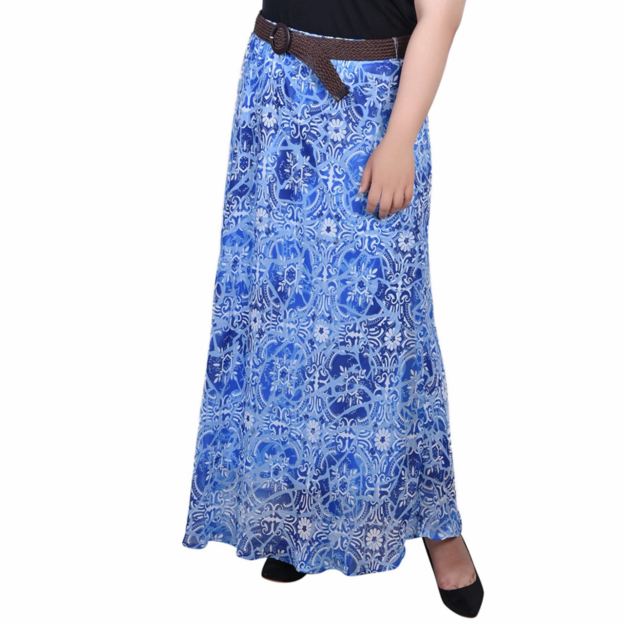 Minimal Cut Modest Cut Plus Size Chiffon Maxi Skirt