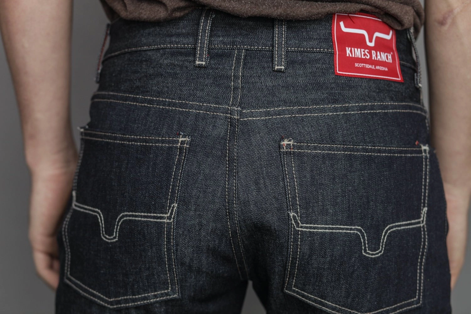 Cropped length Kimes Ranch Mens Raw James Blue 100% Cotton Jeans