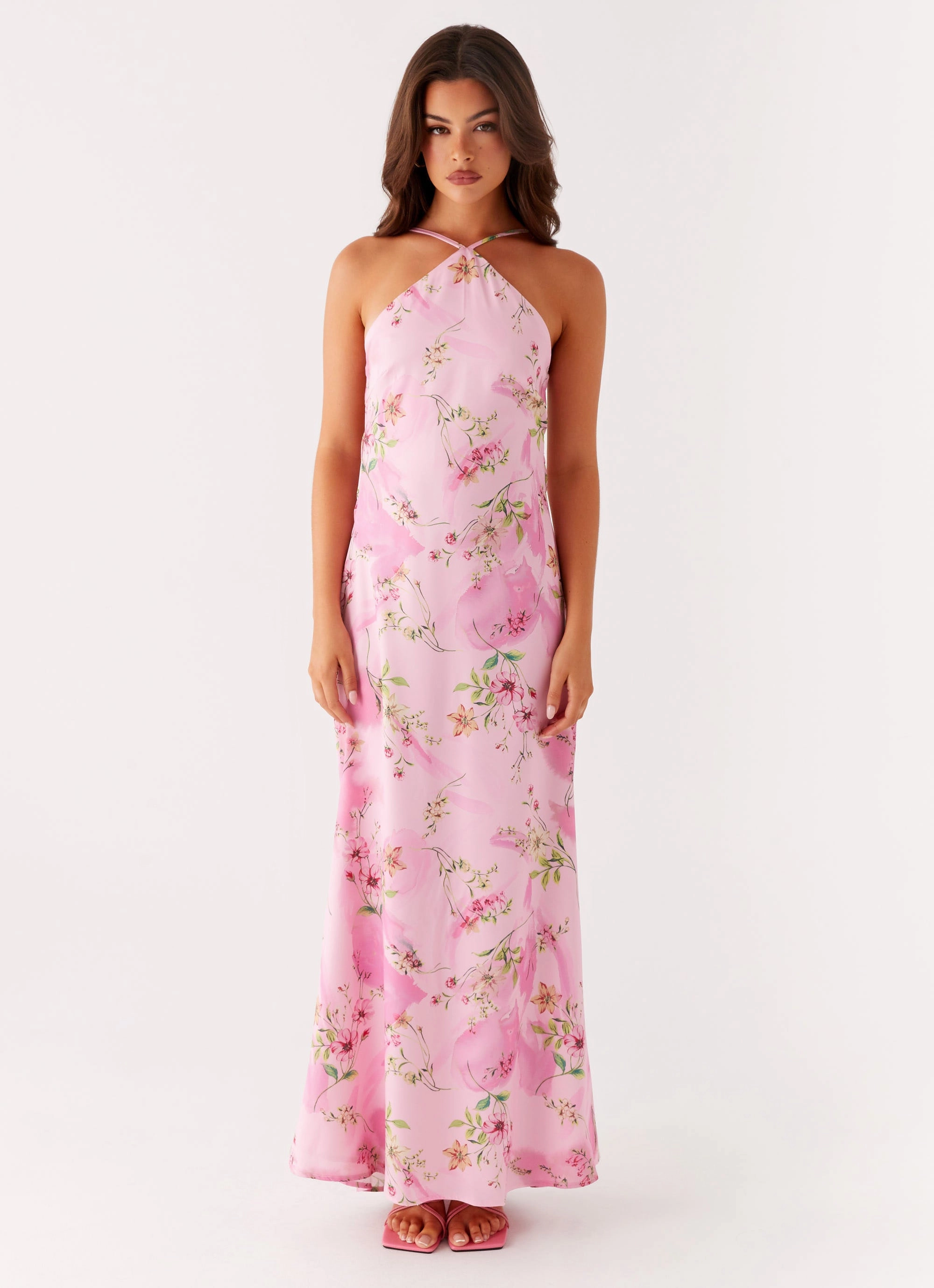 Modern Edge Clean Flow Pascal Maxi Dress - Pink Floral Print