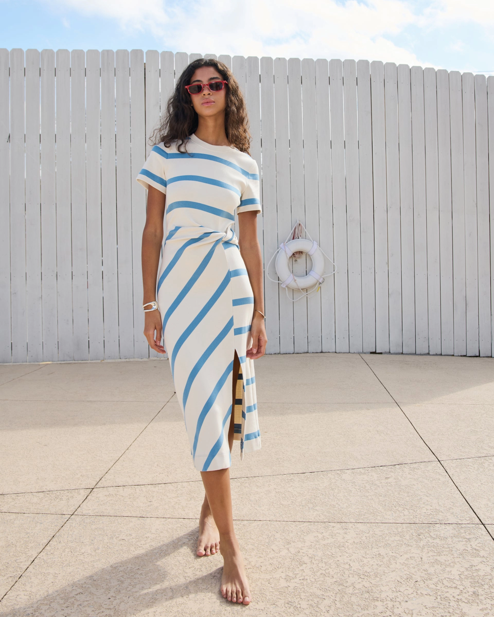 Event Glow Short Sleeve Striped Cody Dress