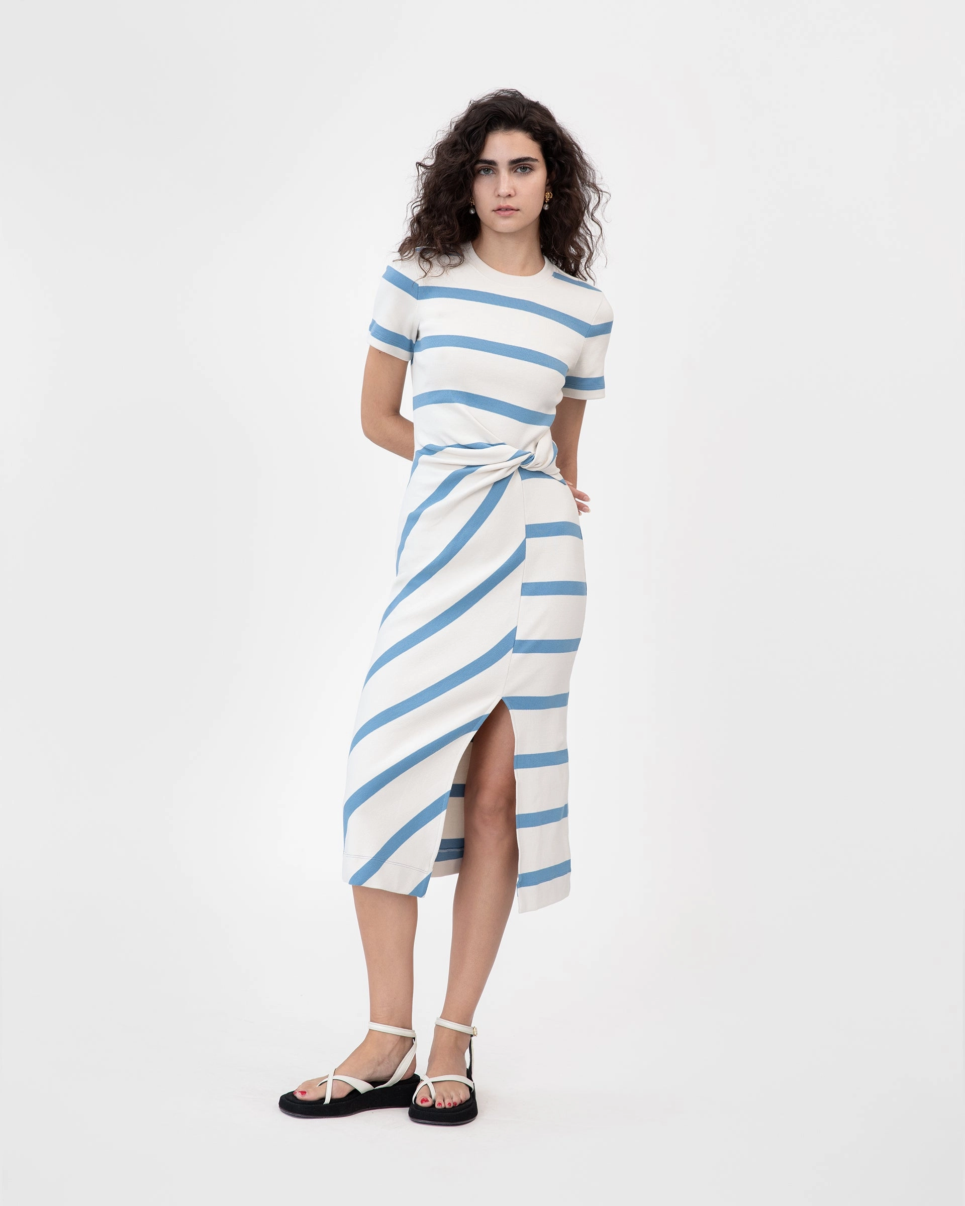 Feminine flowing piece Short Sleeve Striped Cody Dress