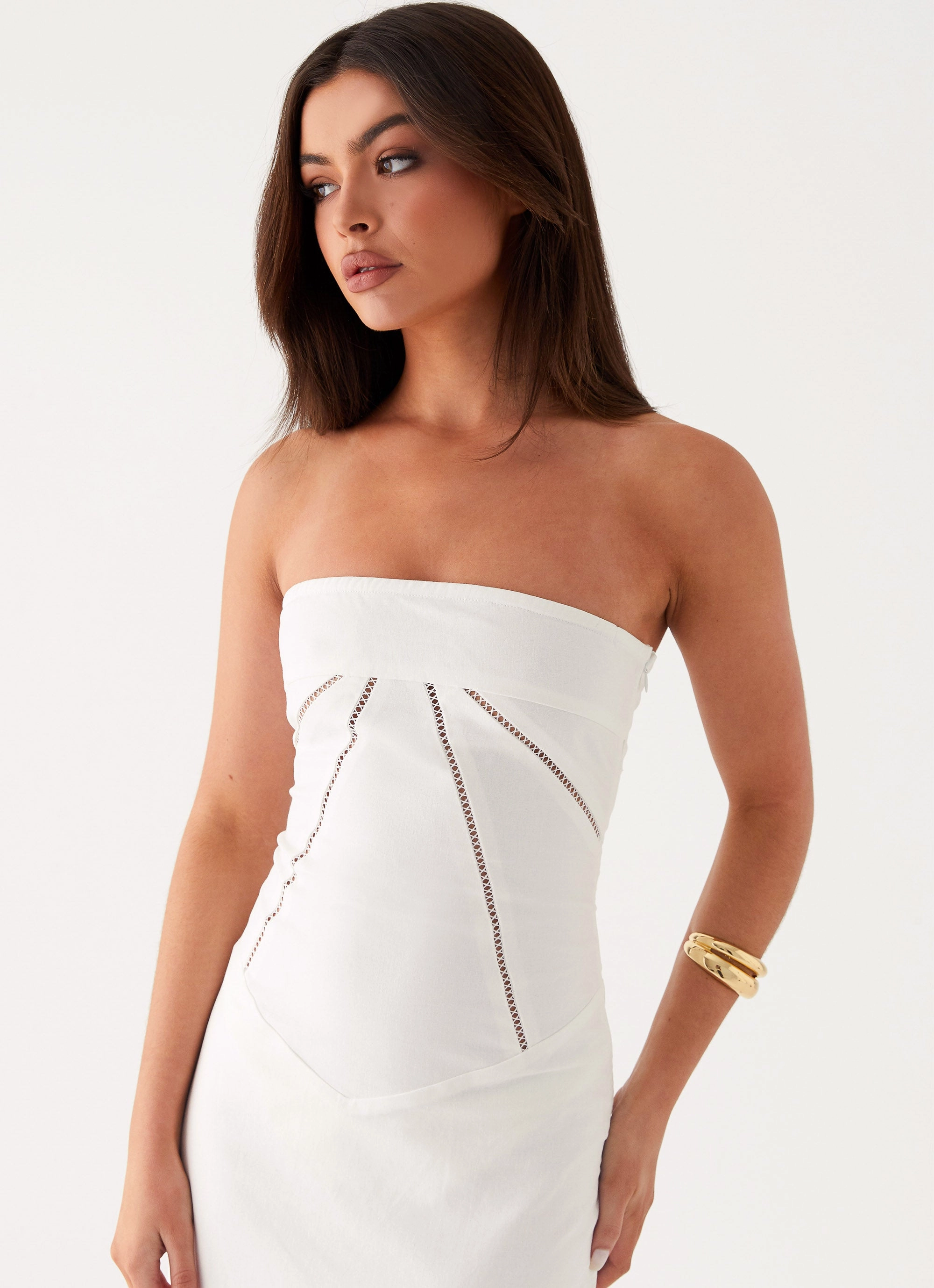 City Layers Cerisa Linen Maxi Dress - White