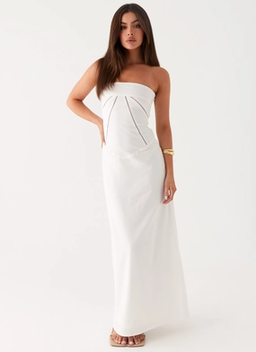 Cerisa Linen Maxi Dress - White Luxe Mood Functional Fit