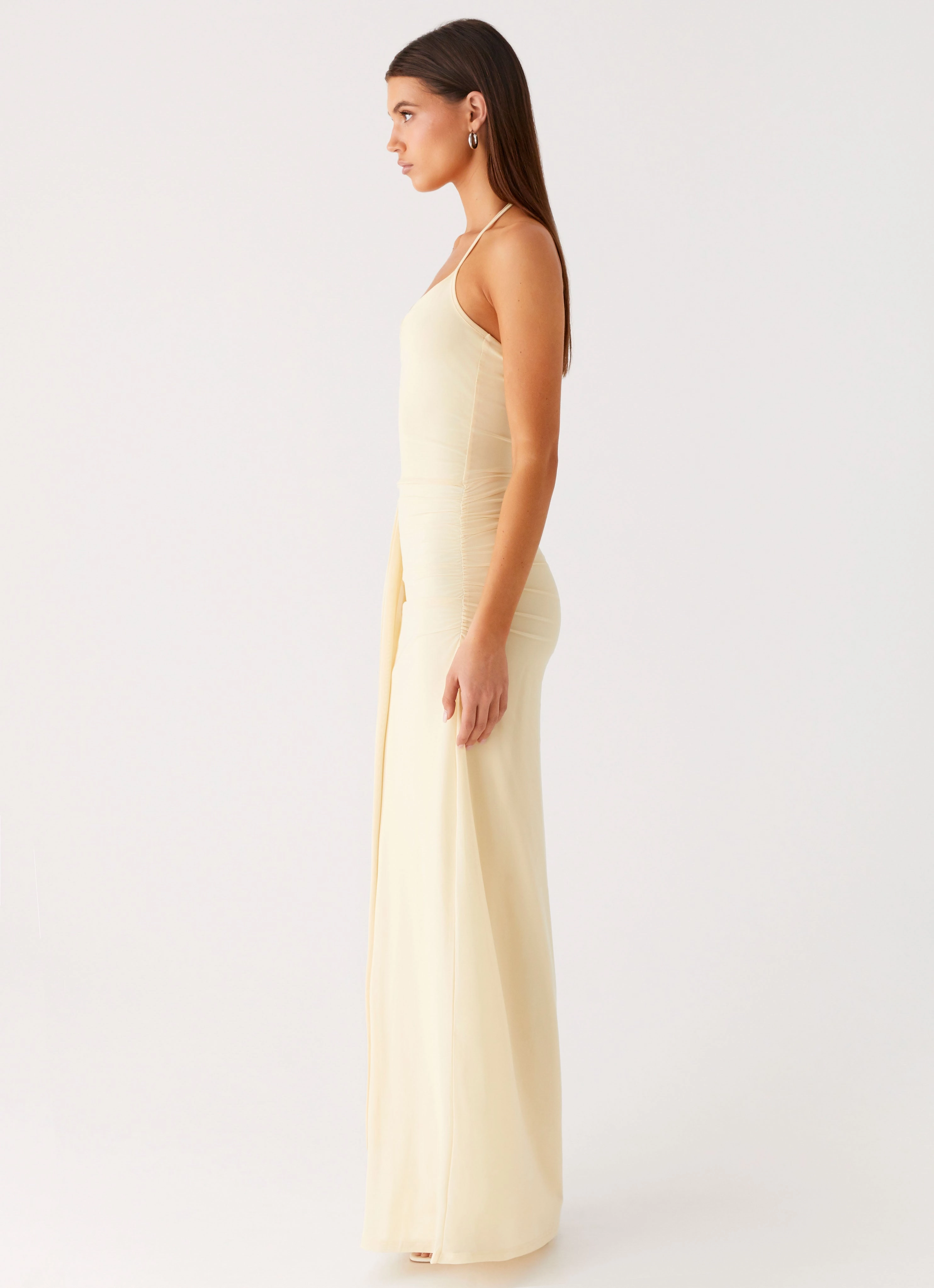 Signal Halter Maxi Dress - Sunny Yellow Classic Cut Travel-friendly