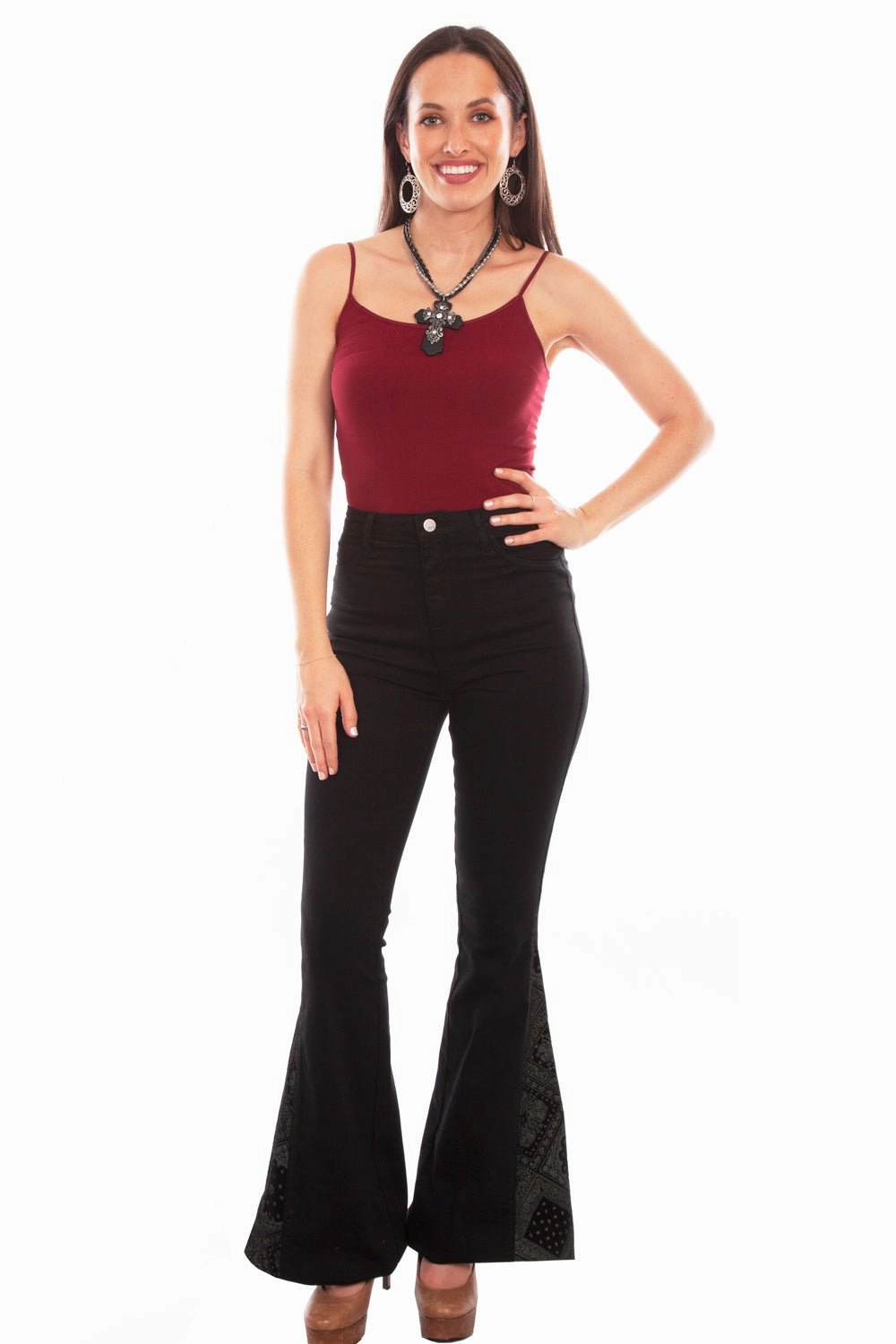 Professional Wear Urban Explorer Wear Anytime Scully Womens Bell Bottom Black Cotton Blend Jeans