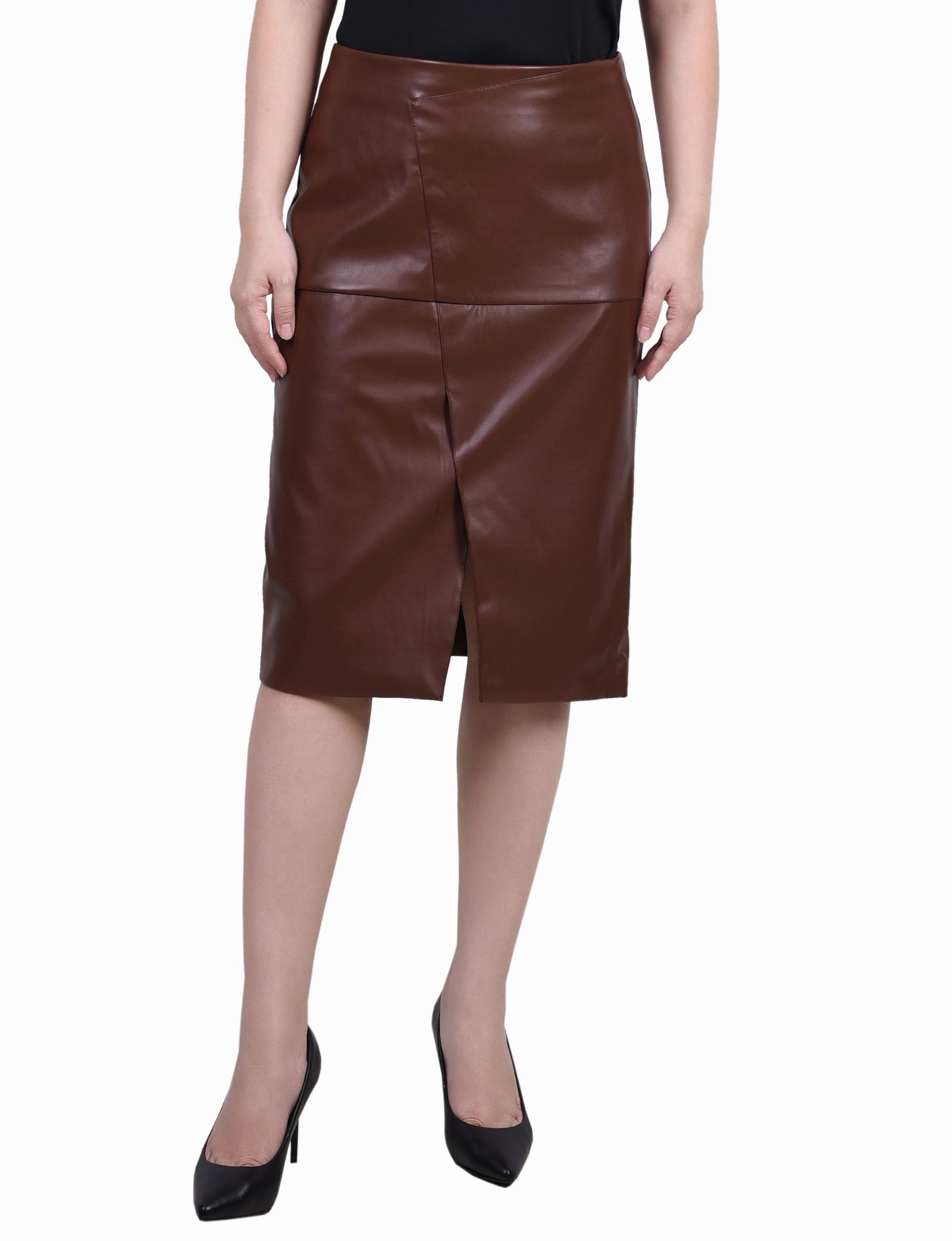 Petite Faux Leather Slim Skirt Cocktail Ready