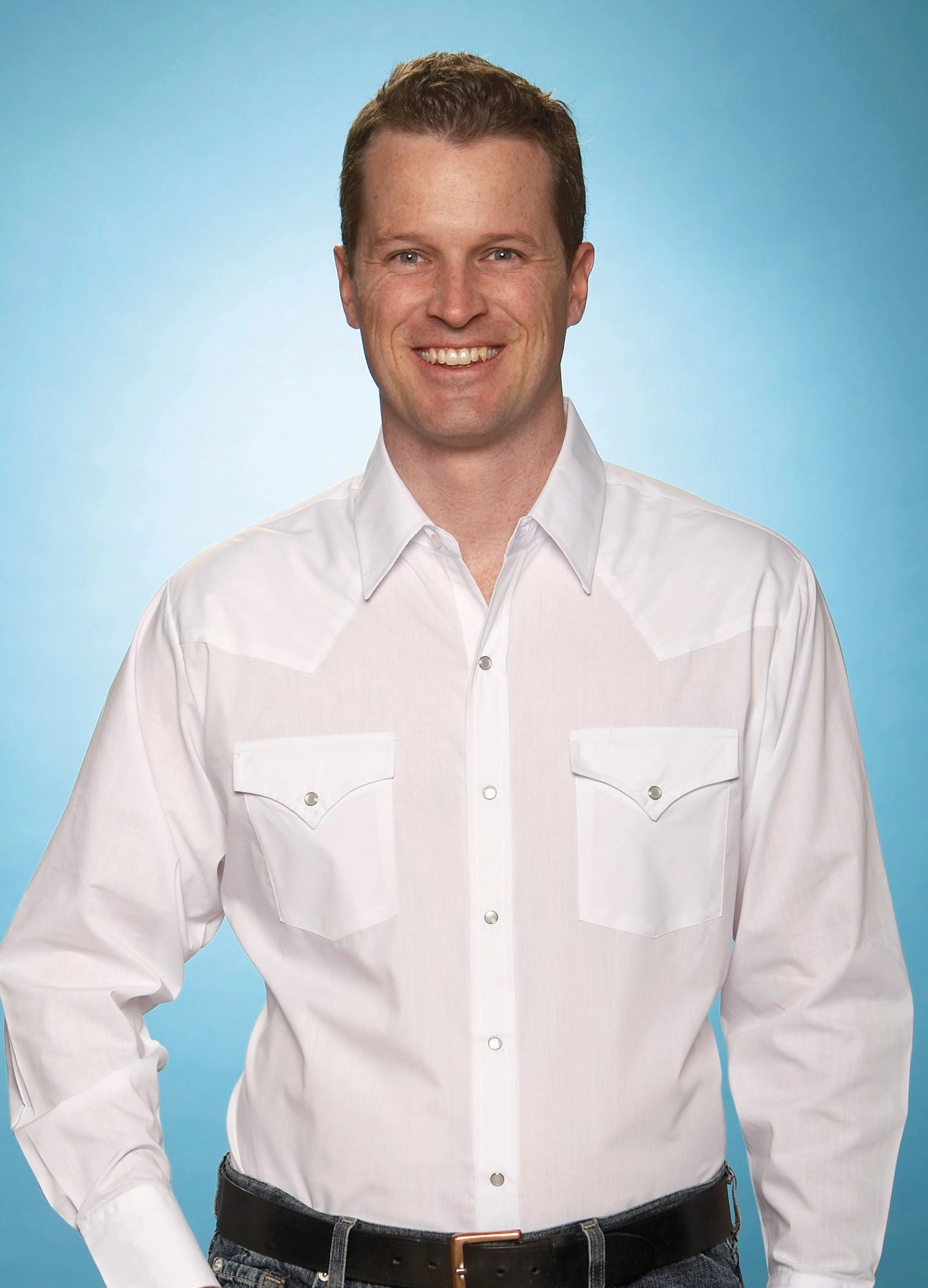 Ely & Walker Mens Solid White Western Shirt L/S Poly/Cotton Tall Standalone Option