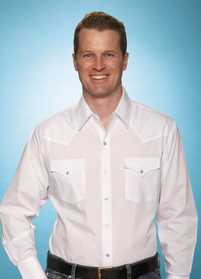 Ely & Walker Mens Solid White Western Shirt L/S Poly/Cotton Tall Standalone Option