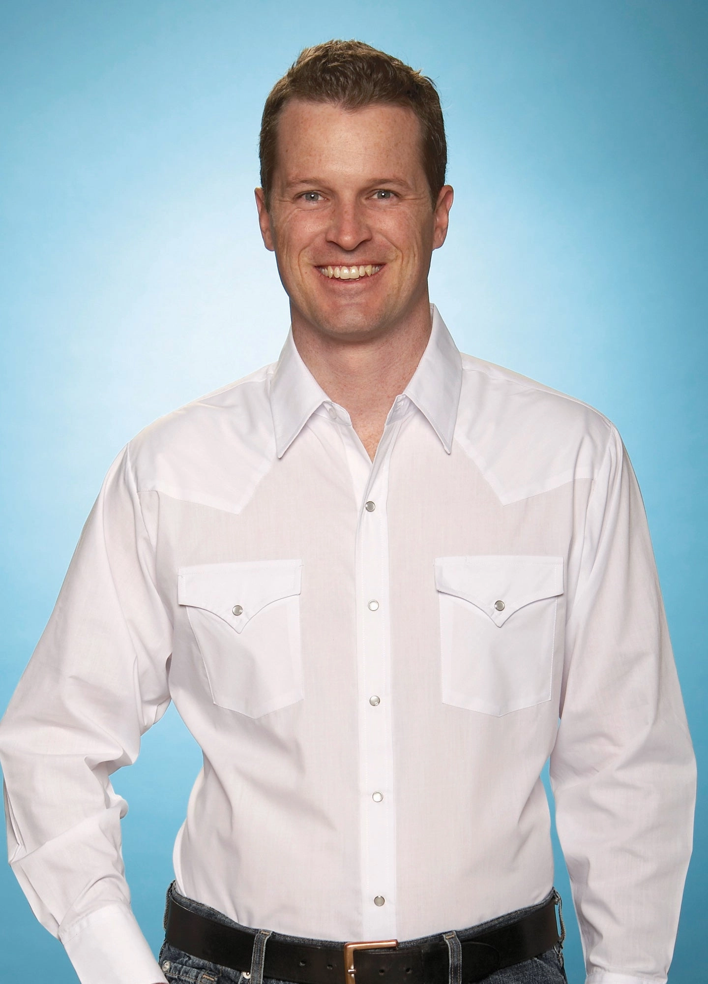 Ely & Walker Mens Solid White Western Shirt L/S Poly/Cotton Tall Contemporary Style