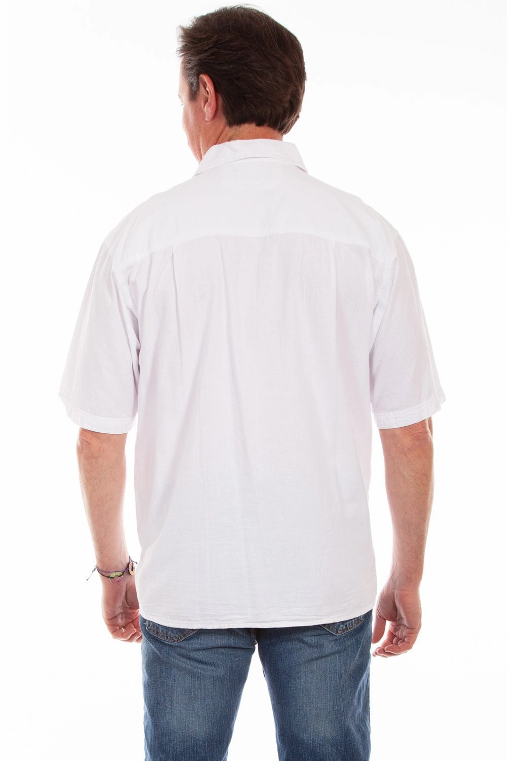 Scully Mens White/Grey 100% Cotton Calypso S/S Shirt Errand Ready birthday celebration