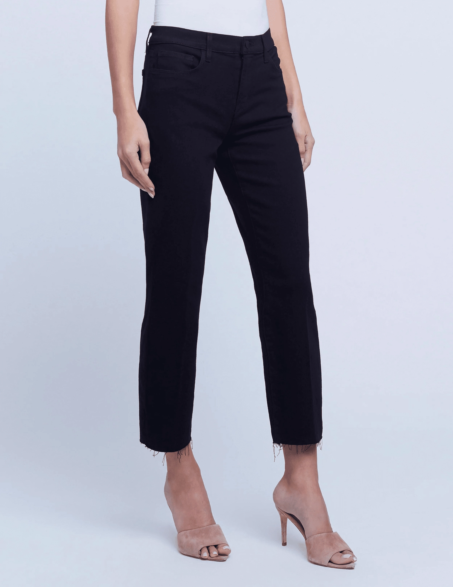 Versatile Weekend Style L'AGENCE Sada High Rise Cropped Slim Jeans In Black