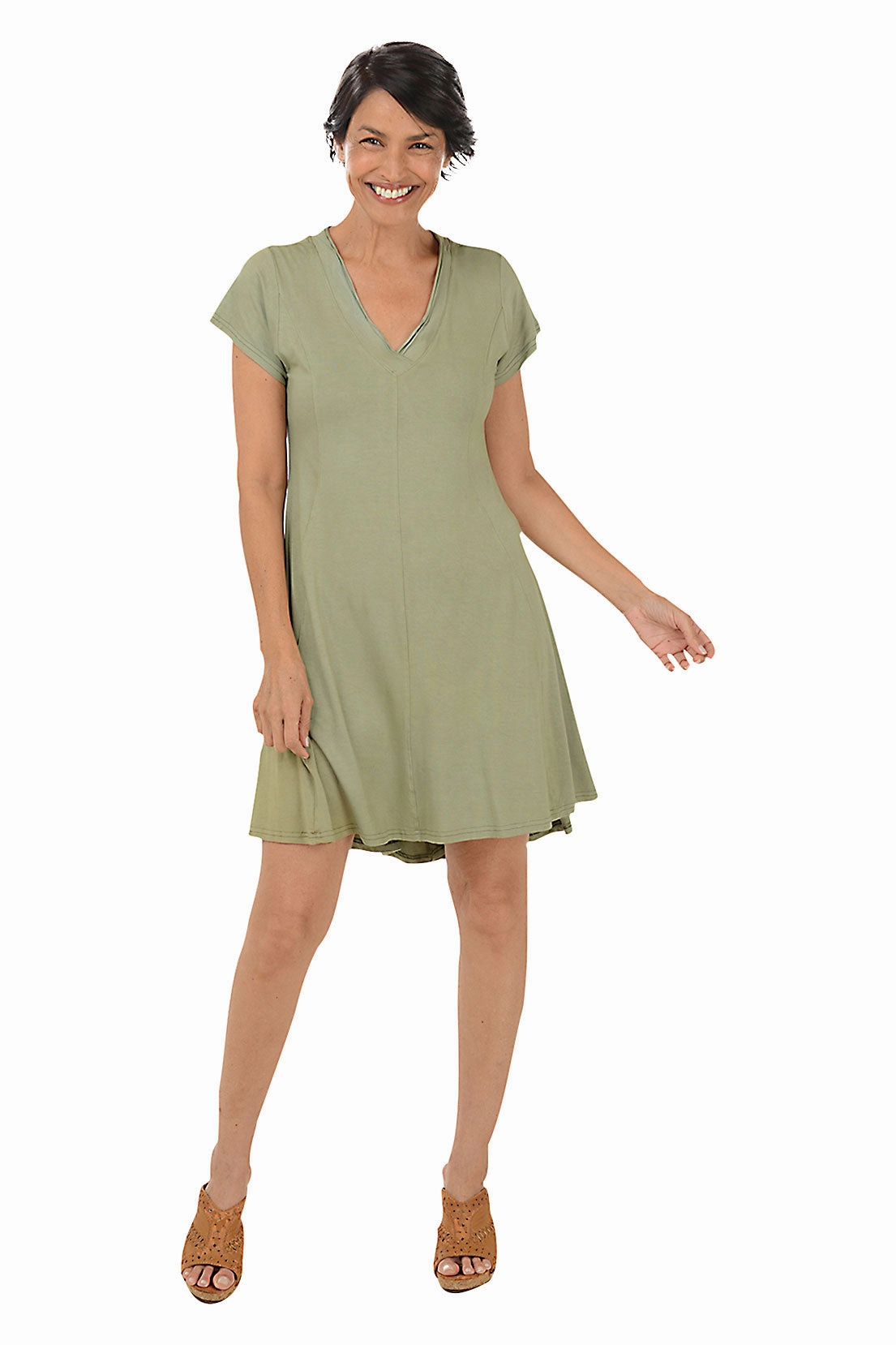 Solid Princess Seam Skater Dress Mermaid-Hem