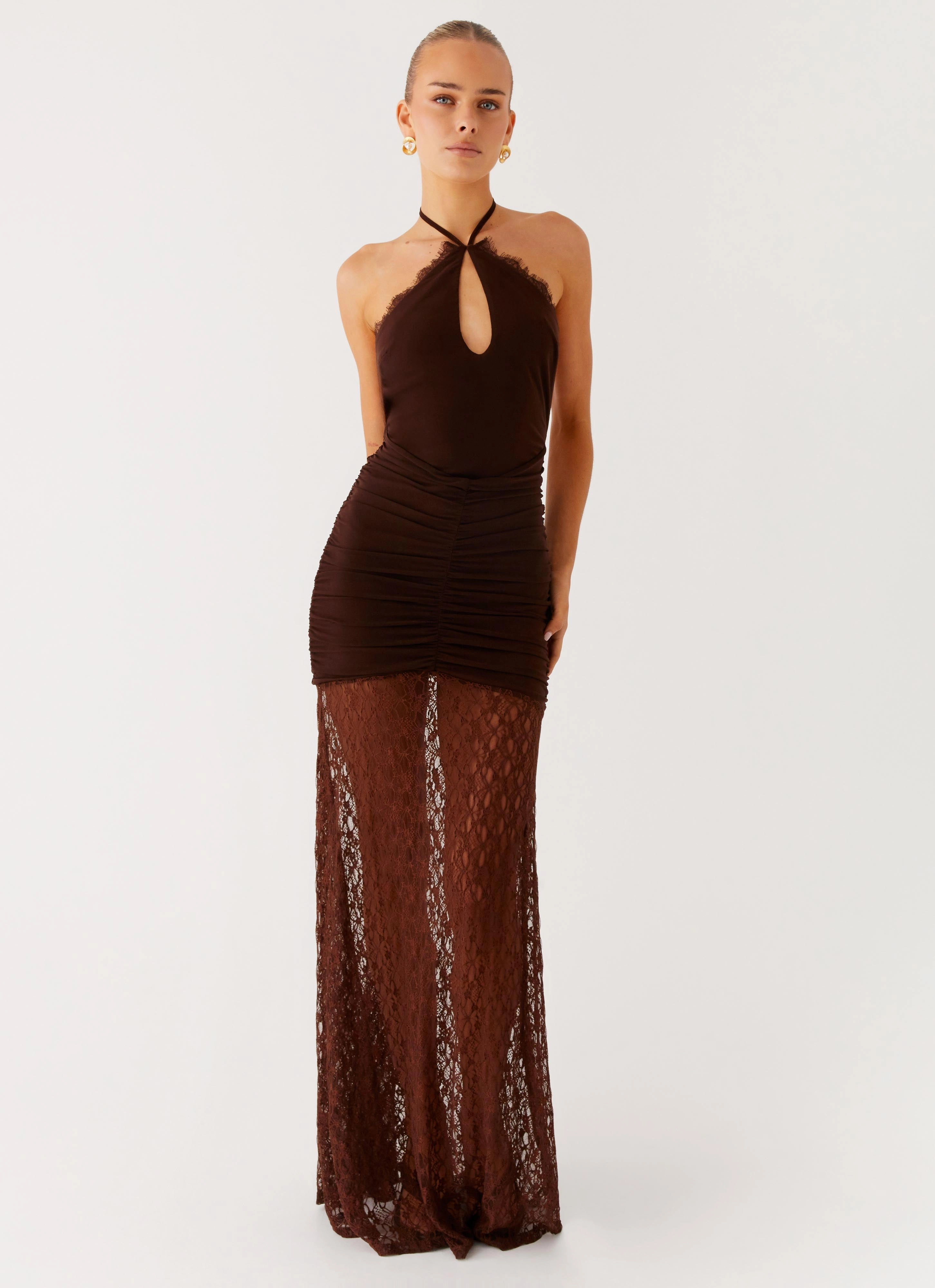 Romantic Vibes Somber Maxi Dress - Chocolate