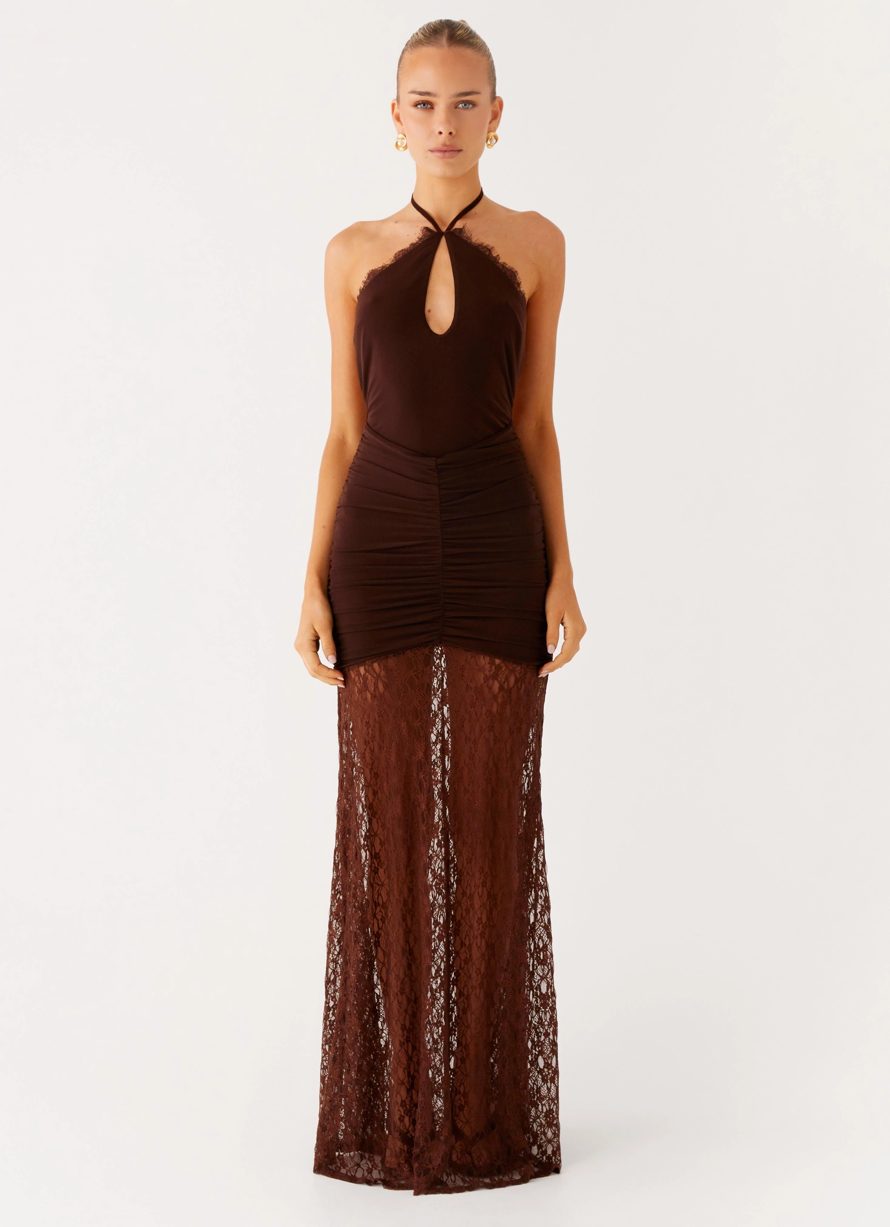 Soft Tone Somber Maxi Dress - Chocolate