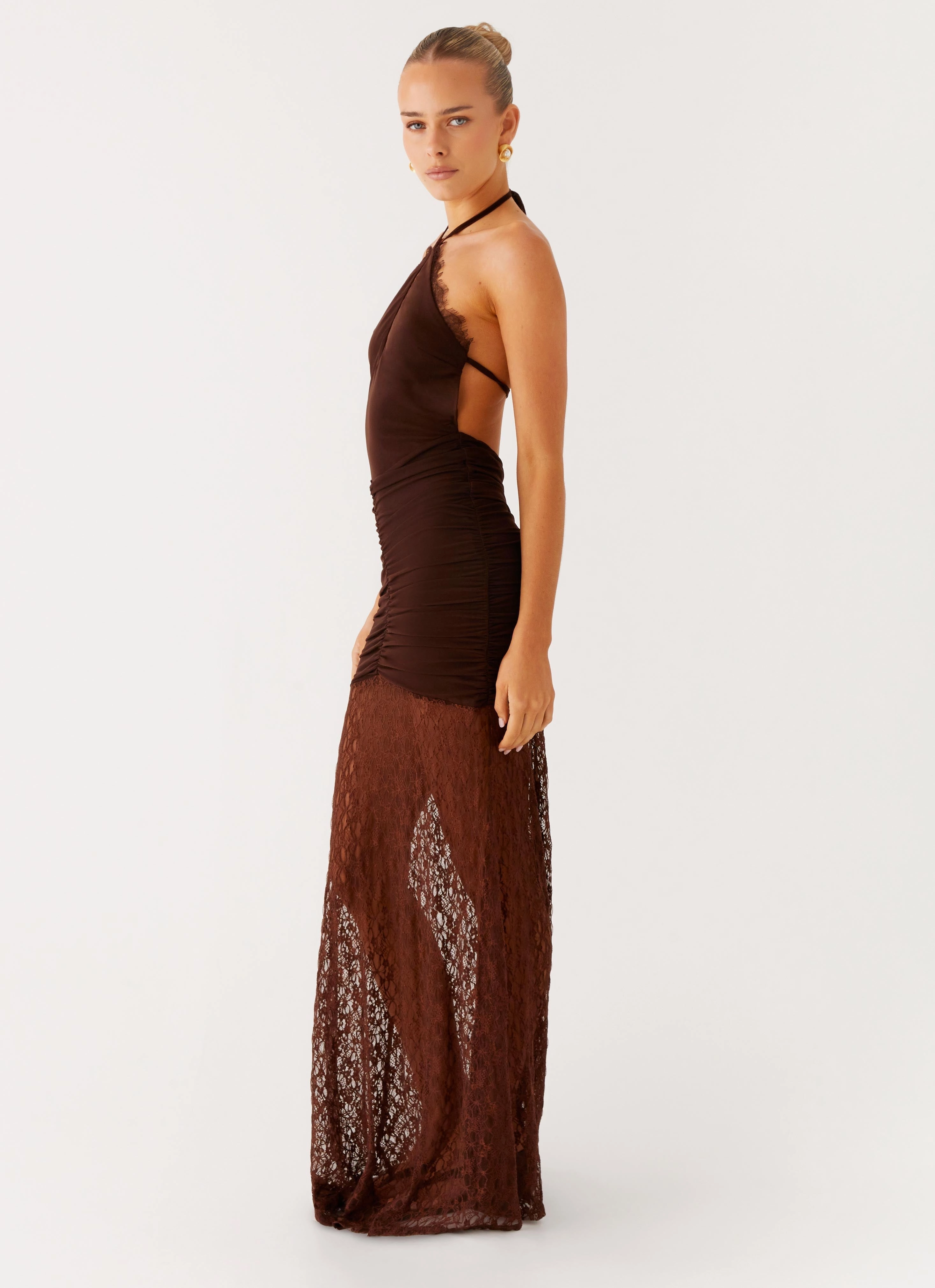monochrome Subtle Edge Somber Maxi Dress - Chocolate