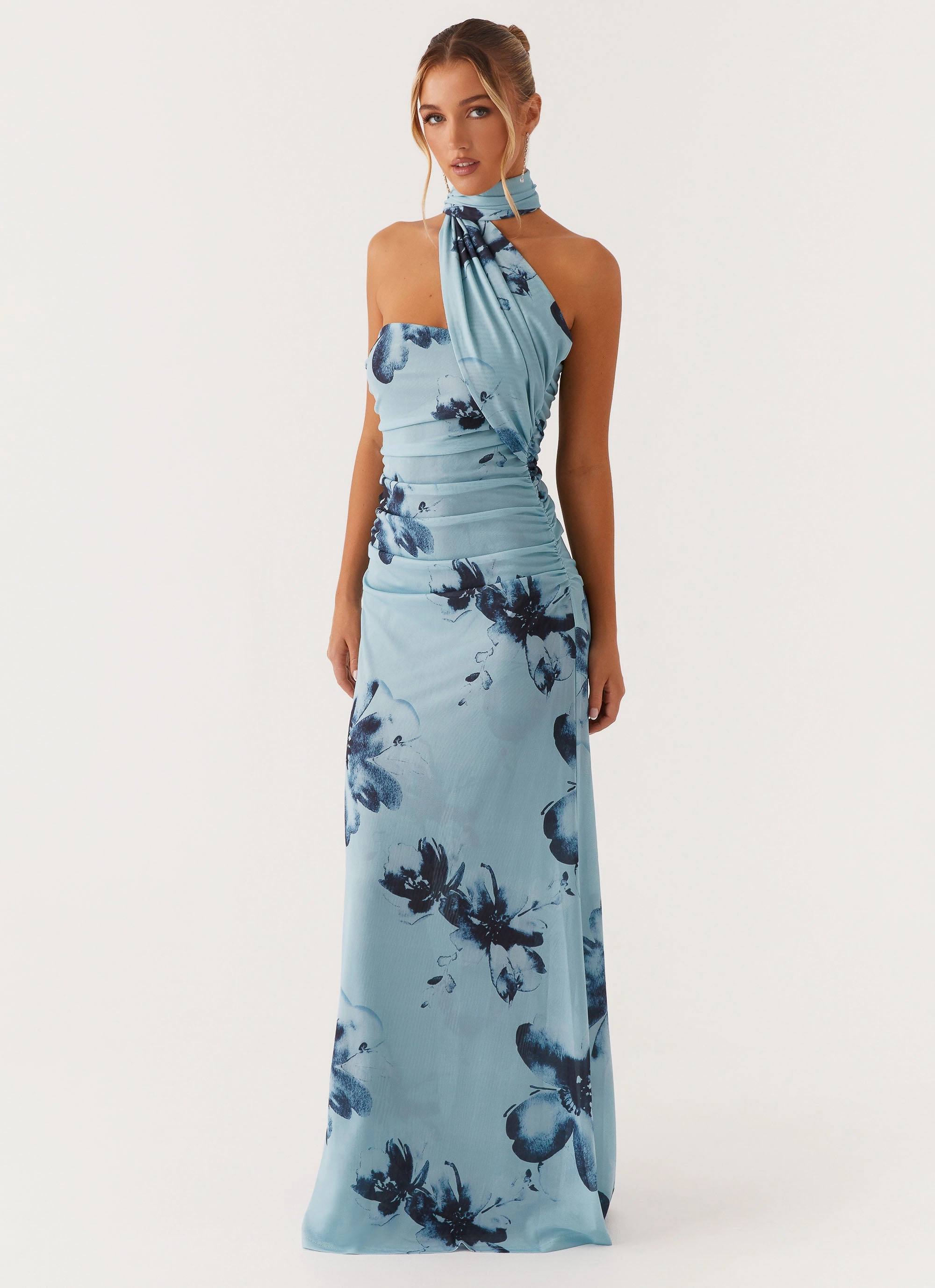 Soft Layering Songbird Maxi Dress - Blue Black Floral