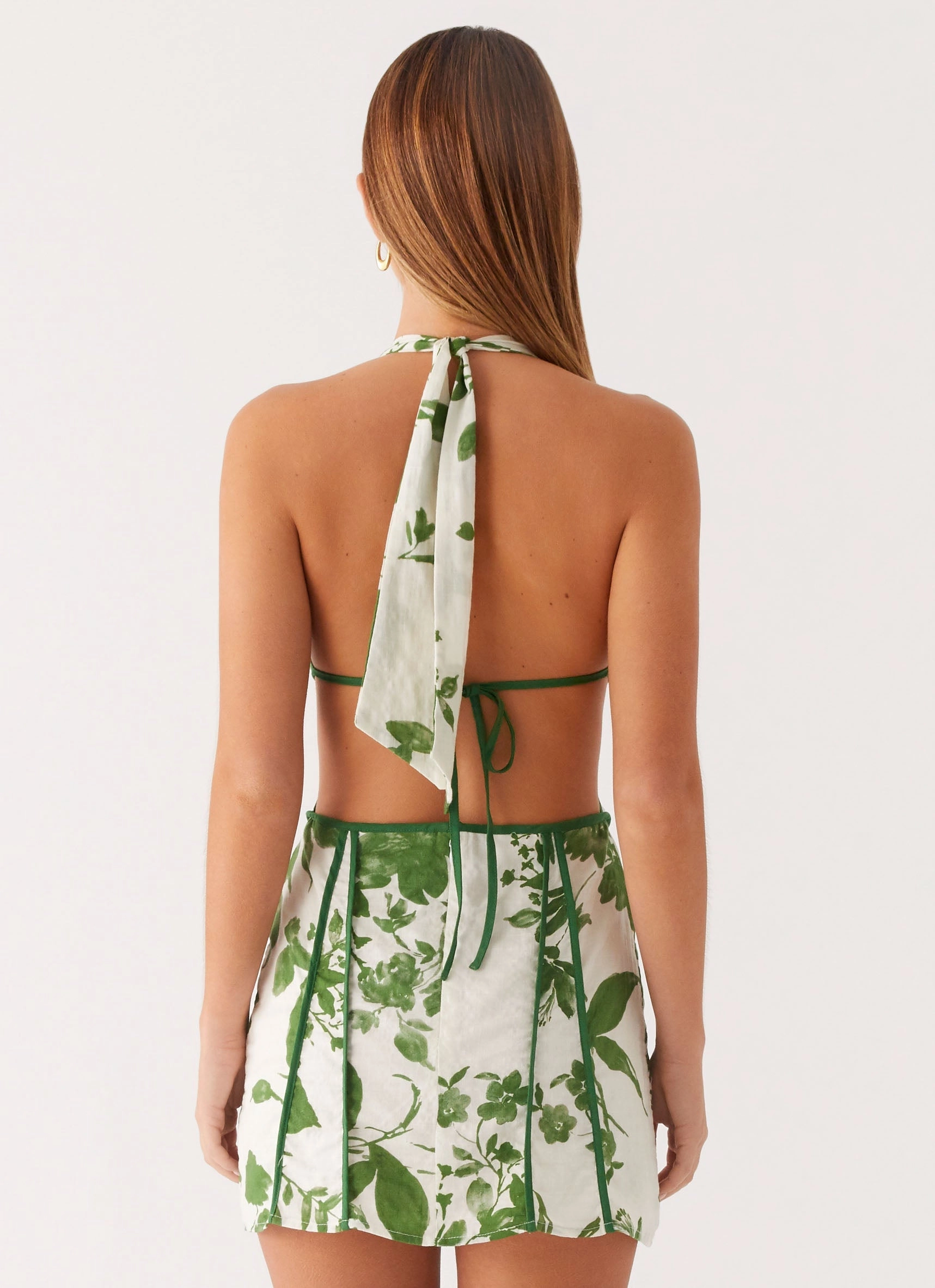 Sonnet Mini Dress - Verdant Bloom Satin-Finish