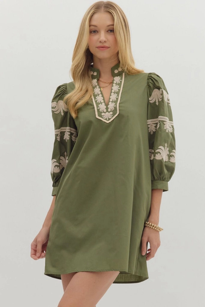 Sophie Crochet Detail Mini Dress Statement Neck