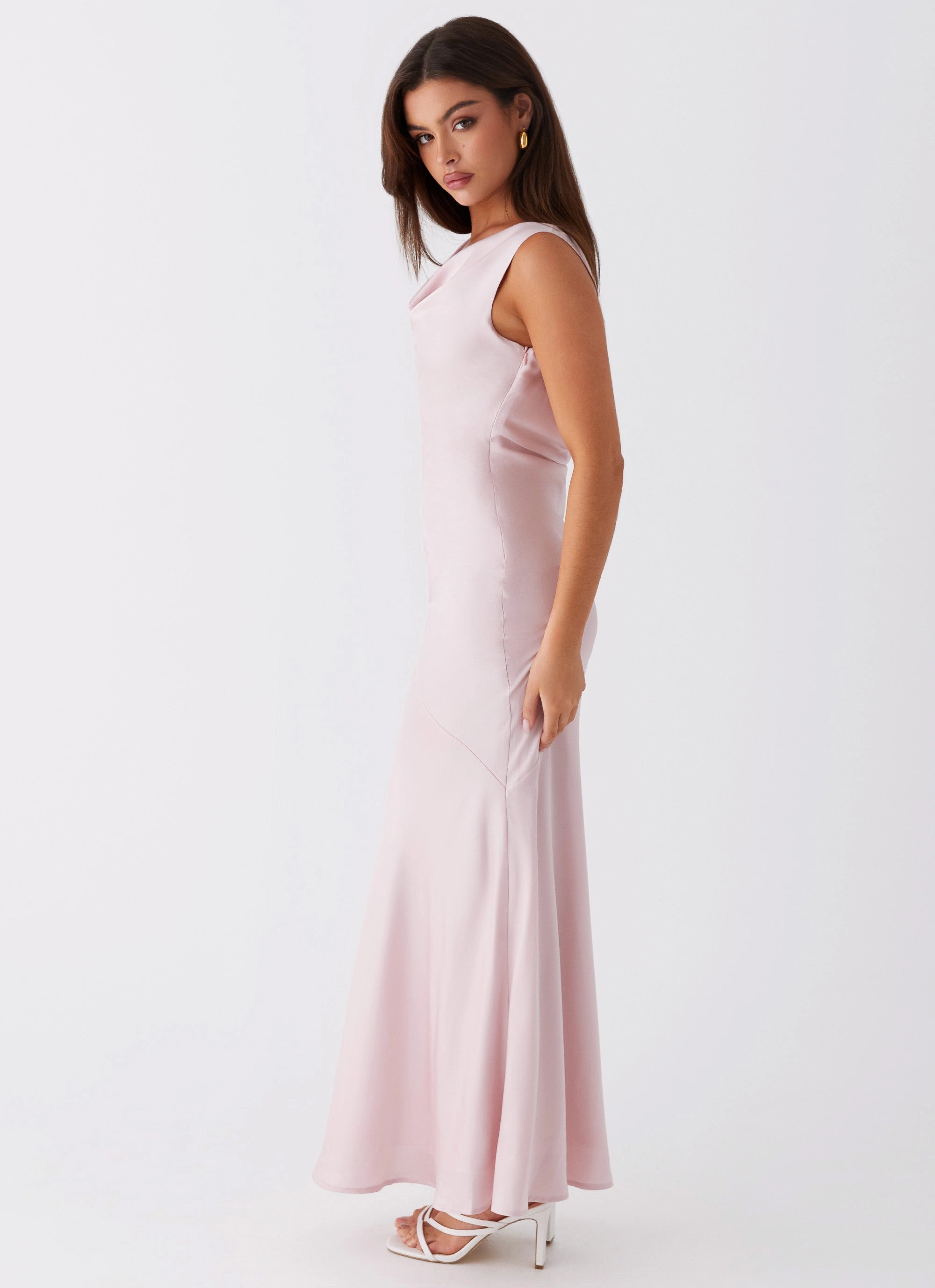 Be Mine Satin Maxi Dress - Mauve Pink Office Cool