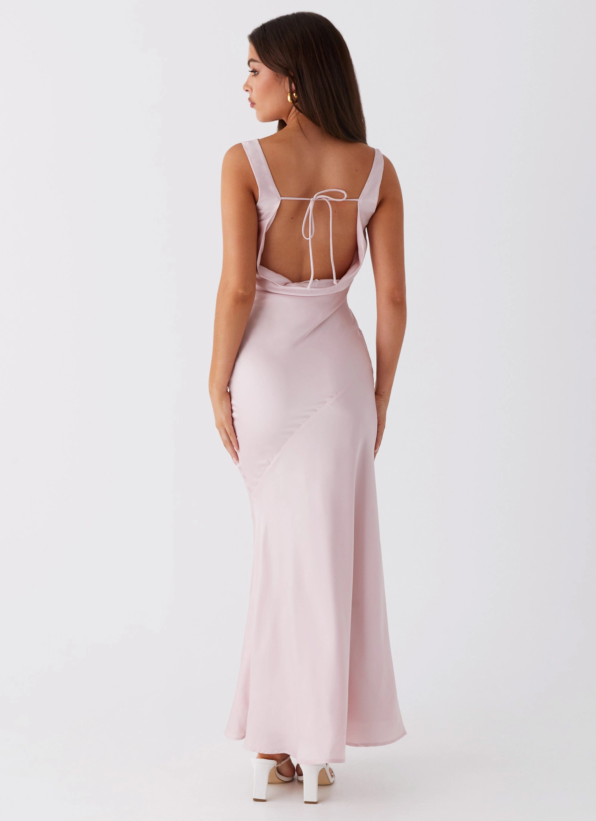 Be Mine Satin Maxi Dress - Mauve Pink Indoor Event Adjustable Straps