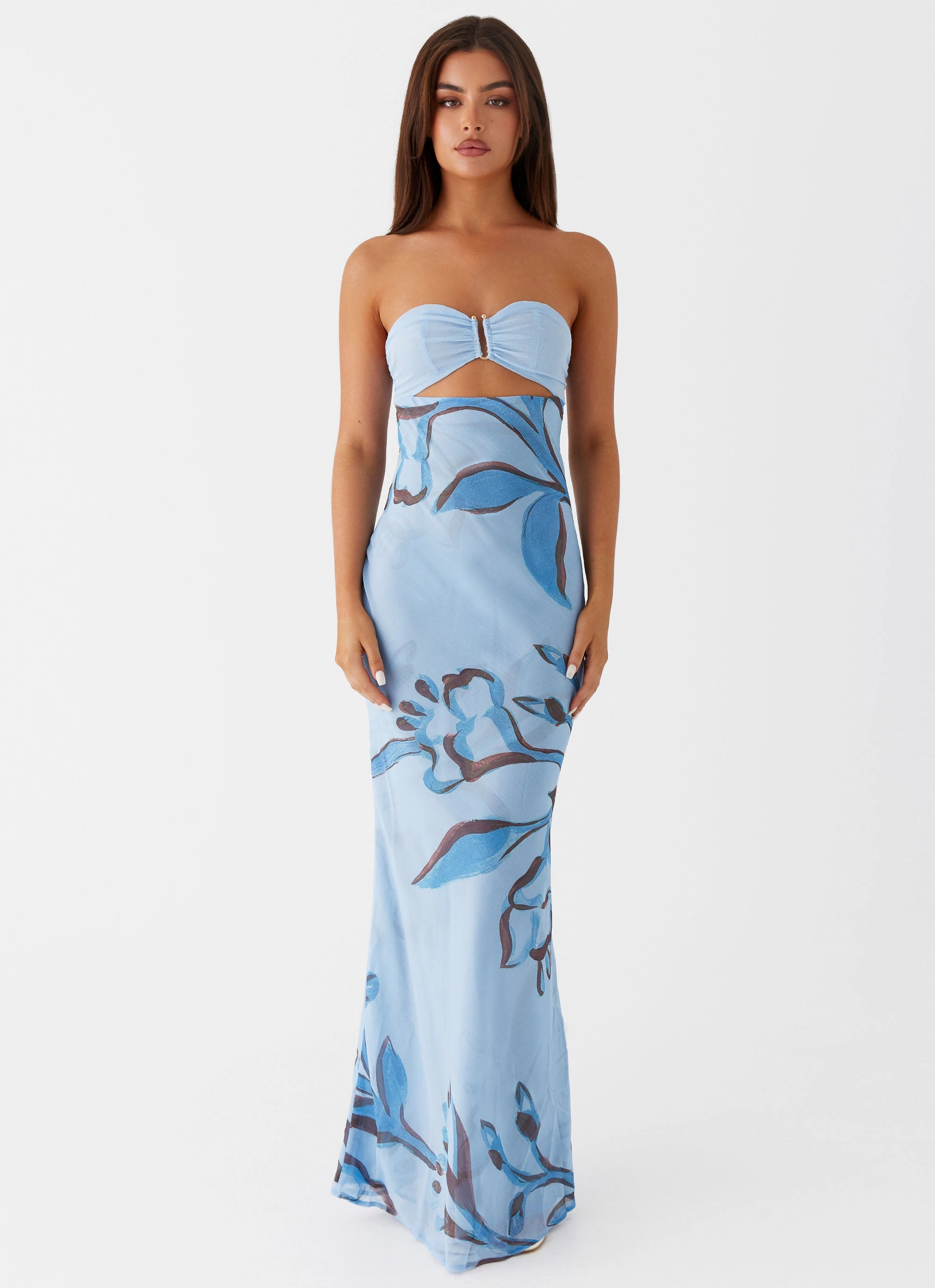 single wear Seamless-Look Tropicana Maxi Dress - Blue Floral