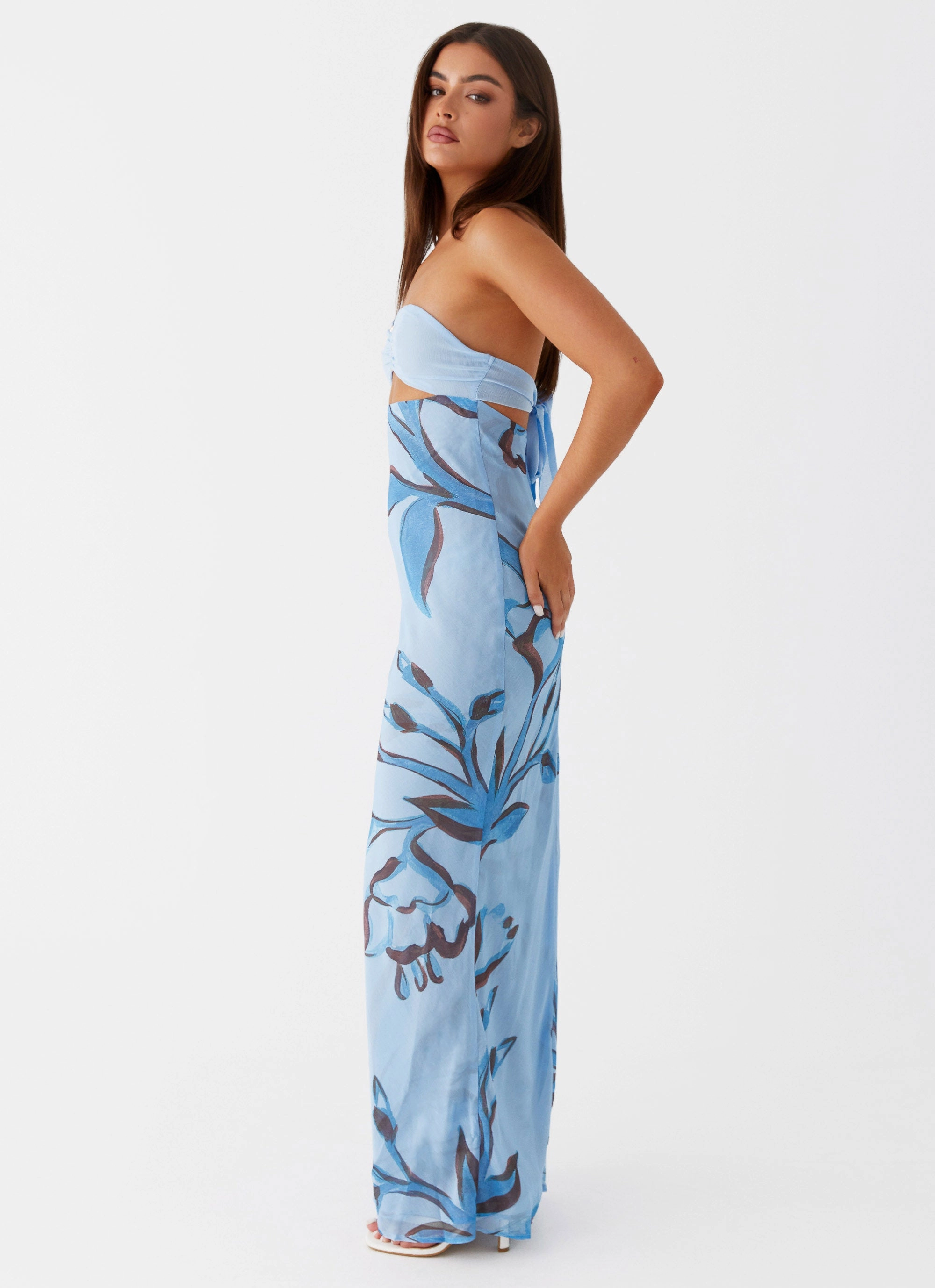 Relaxed outdoor dress Chill Fashion Tropicana Maxi Dress - Blue Floral
