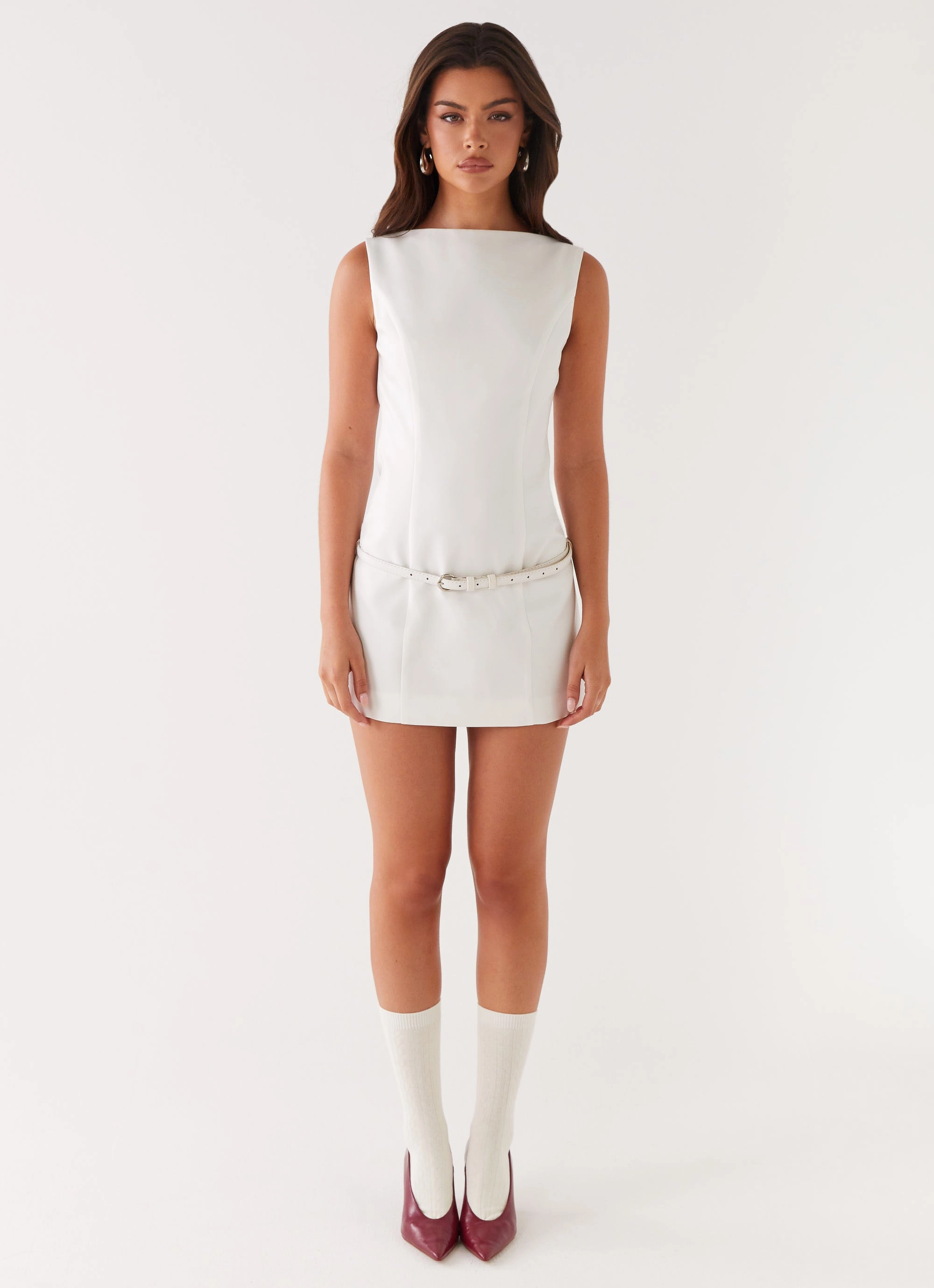 Jaci Mini Dress - White Chilly Weather Layer Vibe Style