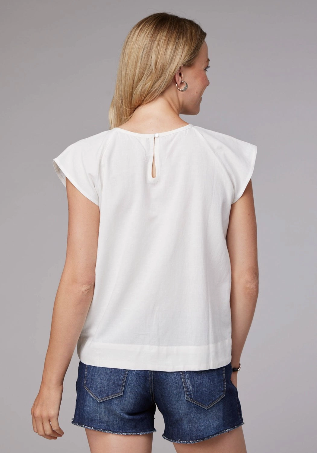 Lightweight Layers Smooth Cotton Blend Roper Womens Flutter Raglan White Cotton Blend S/S T-Shirt